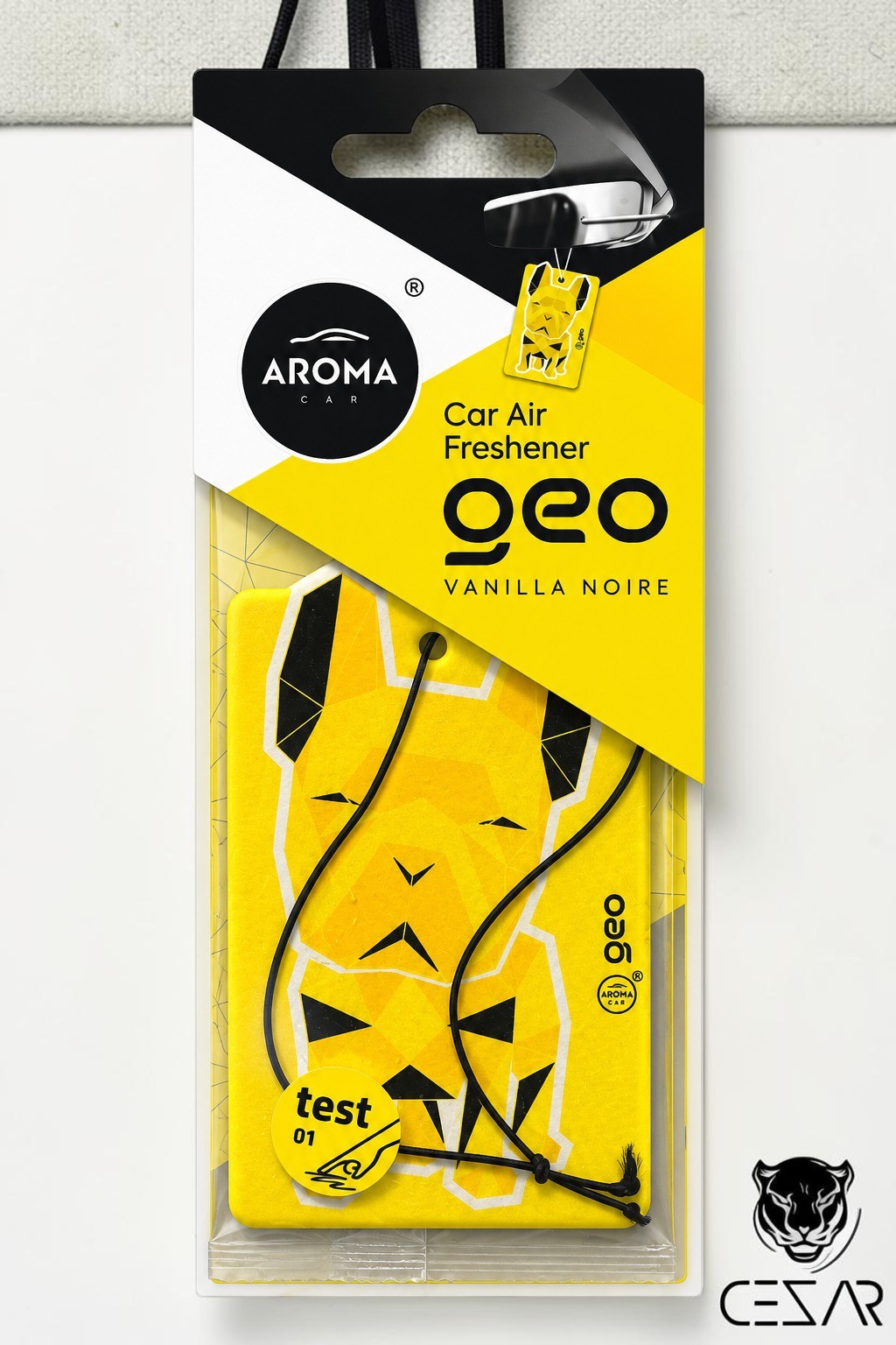Aroma Car Cellulose Geo Dog Yellow Vanilla